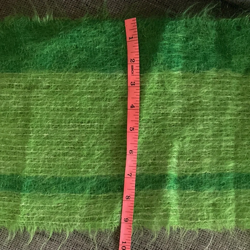 Mohair Wool Vintage Made in England Oblong Scarf Green Unisex - Picture 5 of 6